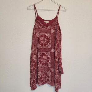 Altar'd State Elegant Red Paisley Dress With Pockets